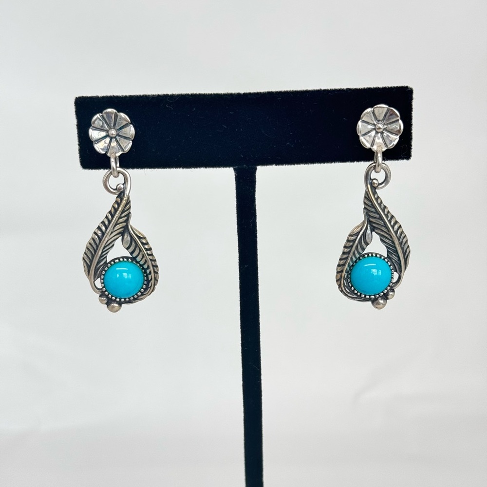 American West by Carolyn Pollack Sterling Turquoise Dangle Earrings